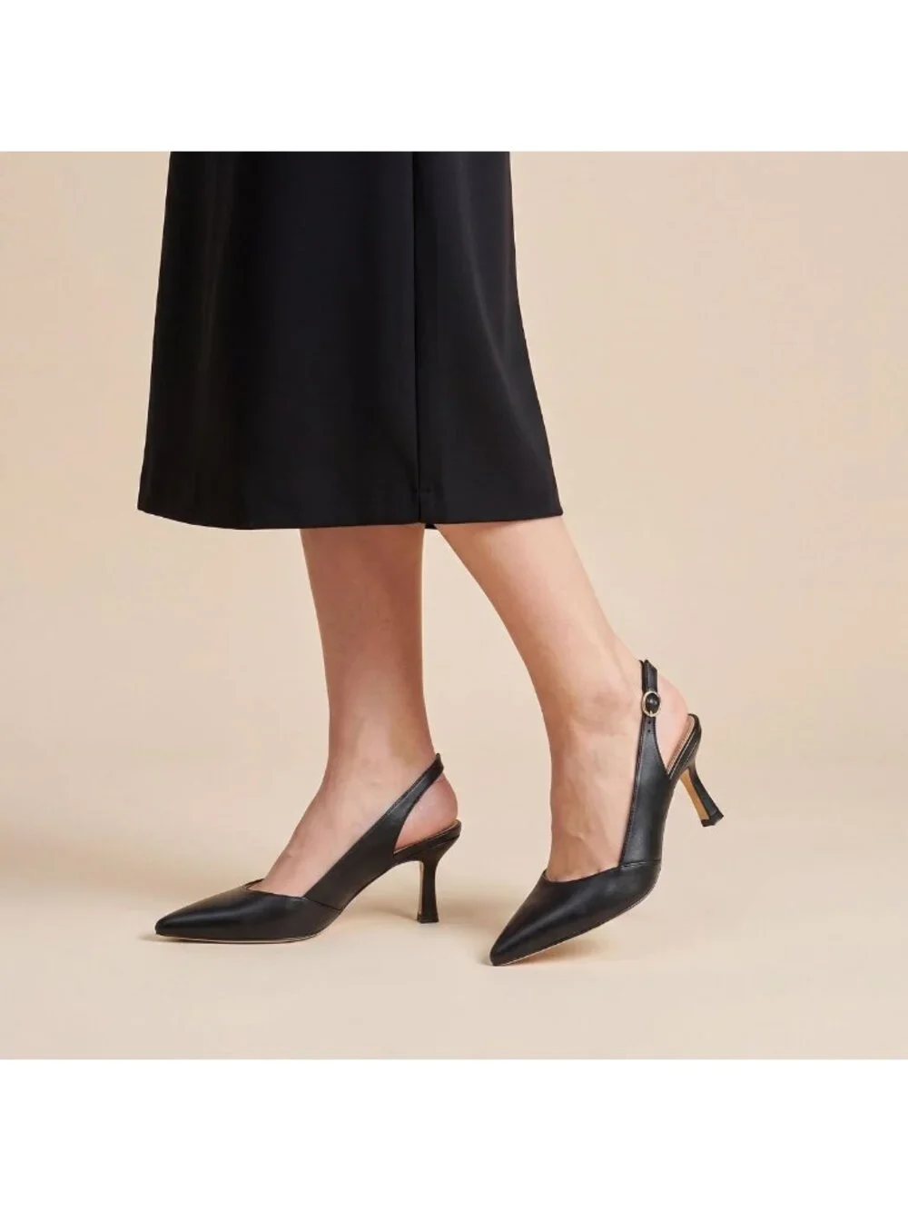 Chic Slingback Kitten Heels for Women - Pointed Closed Toe Dressy Pumps for